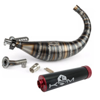Pot d'échappement 70cc 80cc KRM Minarelli AM6 noir et rouge
