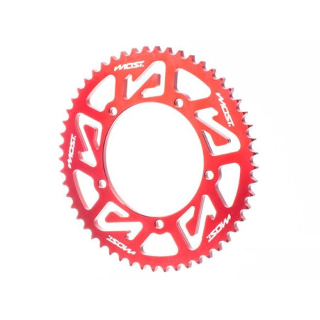 Corona MOST Crown 428 53 dientes Sherco 50cc rojo anodizado (5 tornillos)