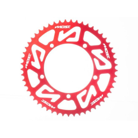 Corona MOST Crown 428 53 dientes Sherco 50cc rojo anodizado (5 tornillos)