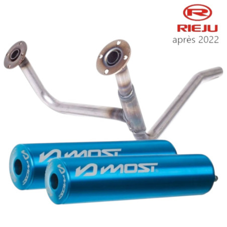 Doble salida MOST azul Rieju MRT después 2022 para escape Most y KRM 50 70 80