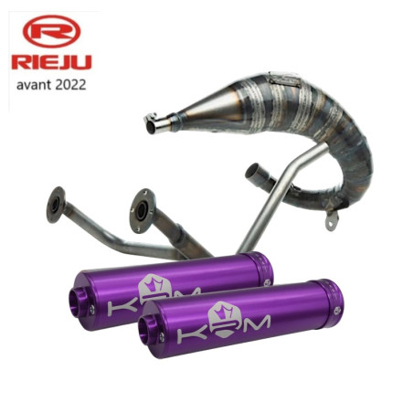Escape Most 50 70cc paso alto doble salida Rieju MRT antes 2022 silenciador KRM lila