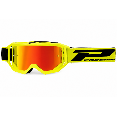 Masque cross Progrip 3300 FL Vision jaune fluo miroir rouge