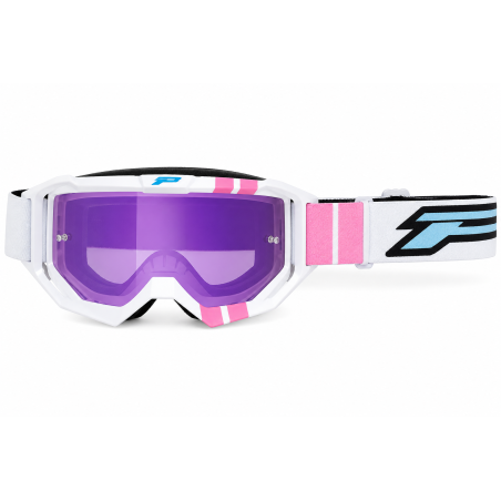 Gafas motocross Progrip 3300 FL Vision blanco rosa espejo violeta