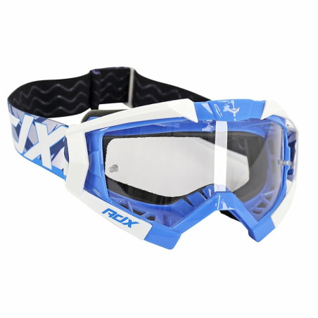 Masque cross ADX MX bleu blanc ecran transparent miroir