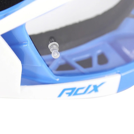 Gafas motocross ADX MX azul blanco pantalla transparente espejo