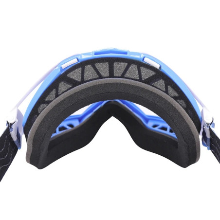 Gafas motocross ADX MX azul blanco pantalla transparente espejo