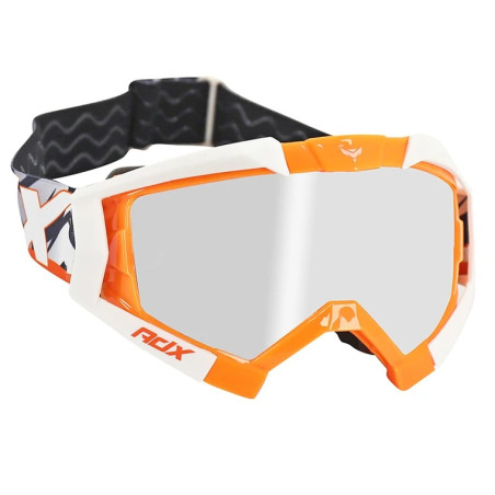 Gafas motocross ADX MX naranja blanco pantalla transparente y espejo