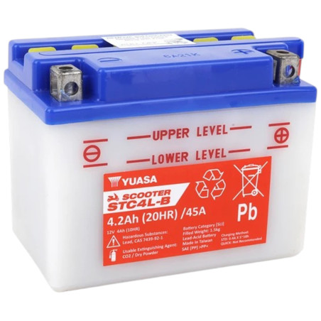 Batterie 12V STC4L-B 4Ah YUASA 121x71x93mm scooter MBK Yamaha Piaggio Peugeot Aprilia