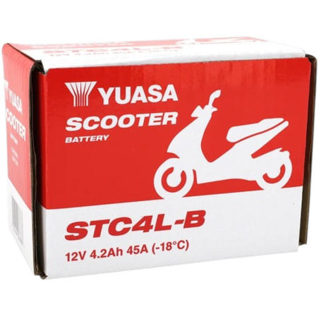 Batterie 12V STC4L-B 4Ah YUASA 121x71x93mm MBK Yamaha Piaggio Peugeot Aprilia