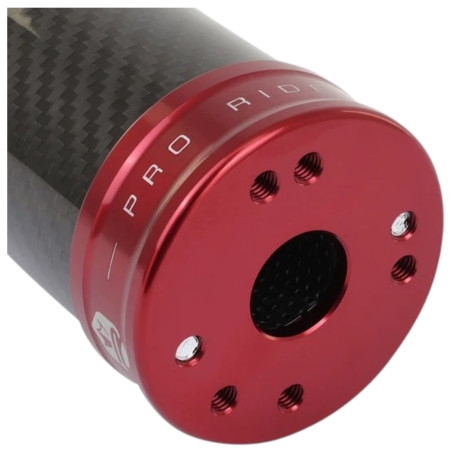 Silencieux 50cc KRM alu Carbone anodisé Rouge D60mm passage à droite