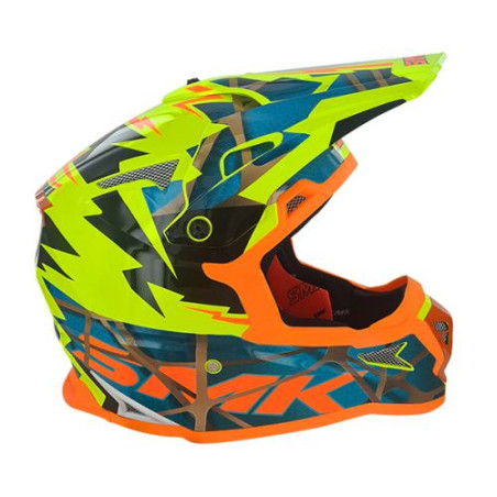 Casco motocross SMK Allterra Fulmine GL457 azul naranja amarillo talla M