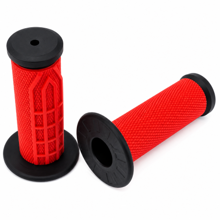 Revêtements de poignée NoEnd Off Road rouge et noir pour moto