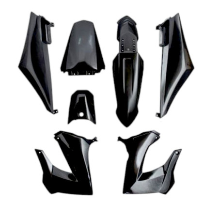 Kit carenado Derbi Senda DRD - XTREM 2000 a 2011 - Negro - 7 piezas